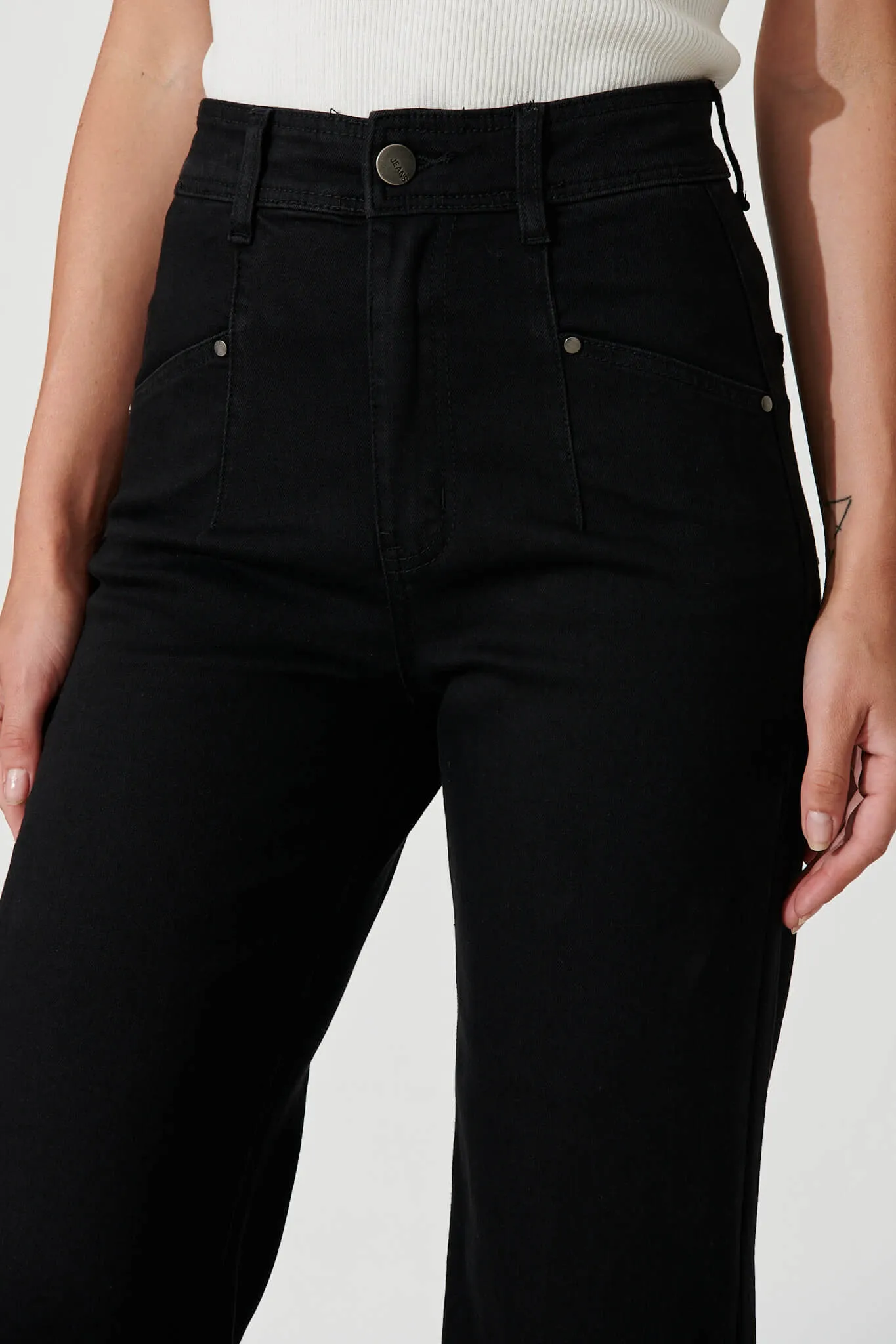 Margaret High Rise Wide Leg Jean In Black Denim