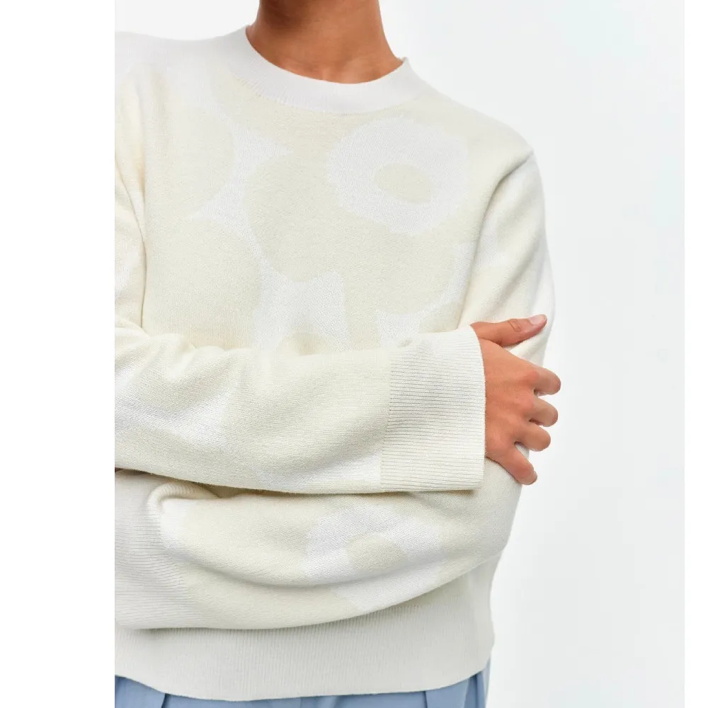 marimekko  |Crew Neck Flower Patterns Casual Style Wool Nylon