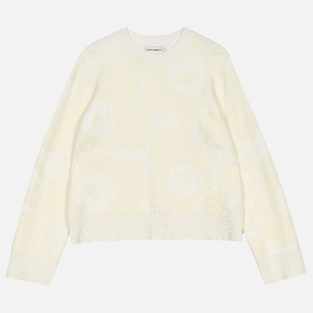 marimekko  |Crew Neck Flower Patterns Casual Style Wool Nylon