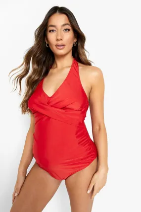 Maternity Cross Detail Bump Control Swimsuit