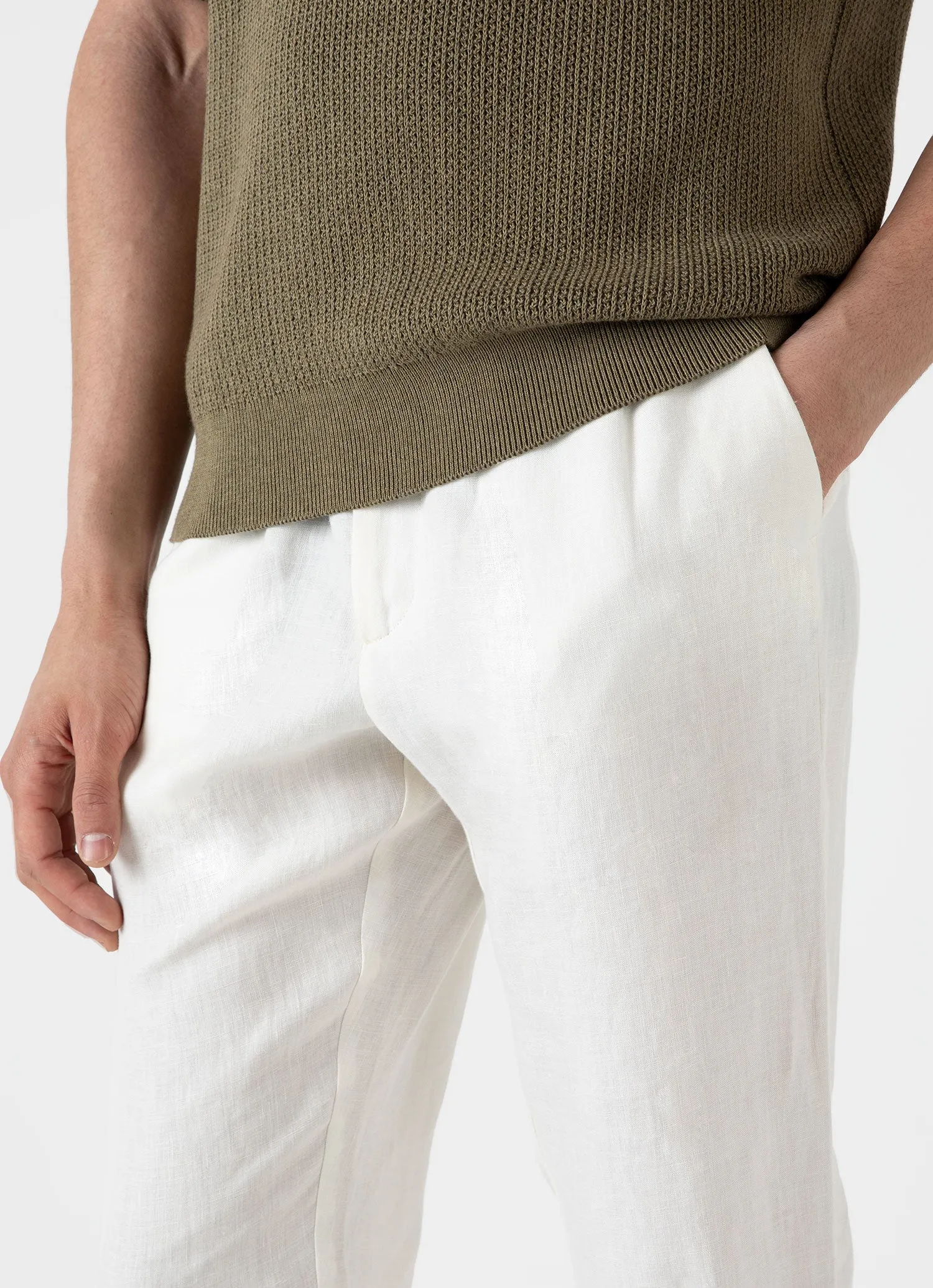 Men's Linen Drawstring Trouser in White