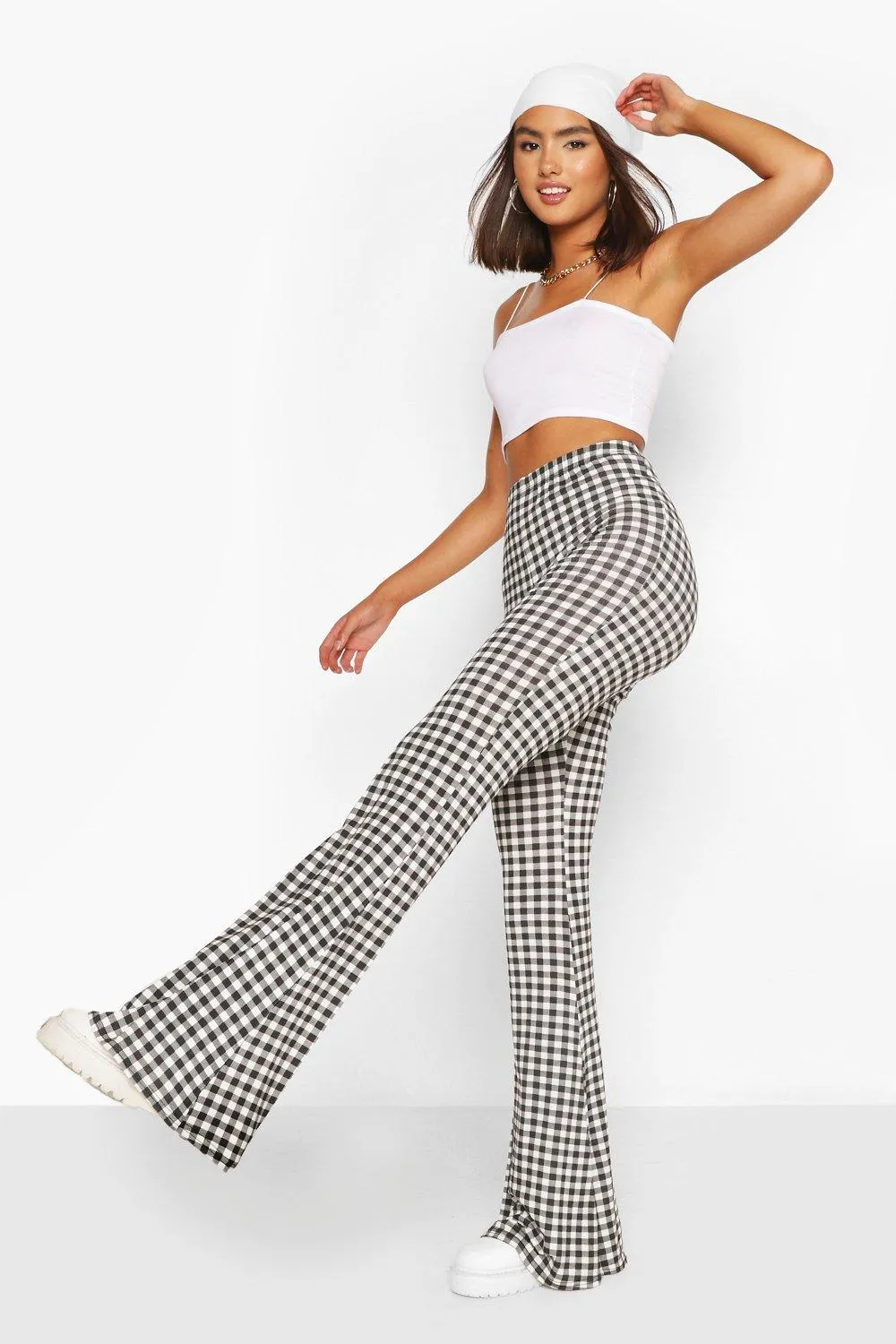 Mini Gingham Jersey Knit Flares