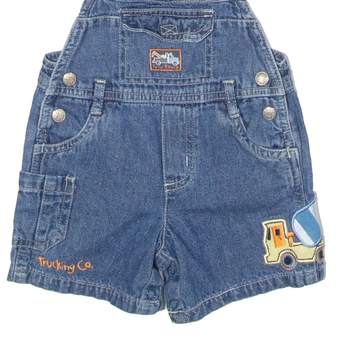 MINIWEAR Truck Embroidery Girls Dungarees Blue Denim 90s ONE SIZE W20 L3