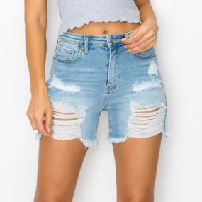 Mom Fit Distressed Shorts Light