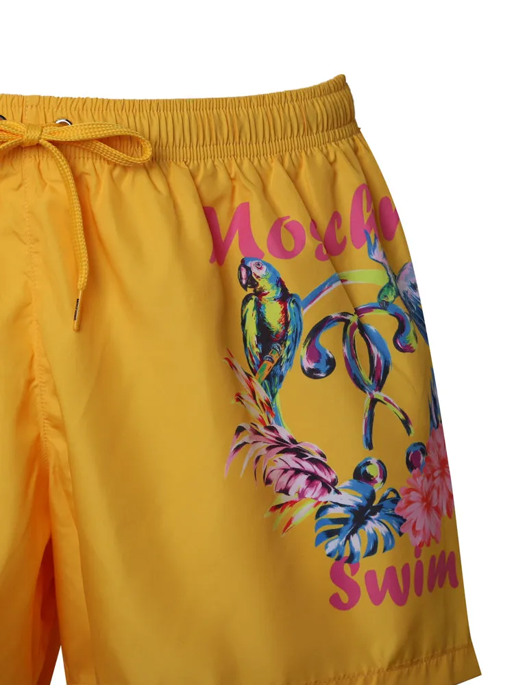 Moschino Graphic Printed Drawstring Swim Shorts