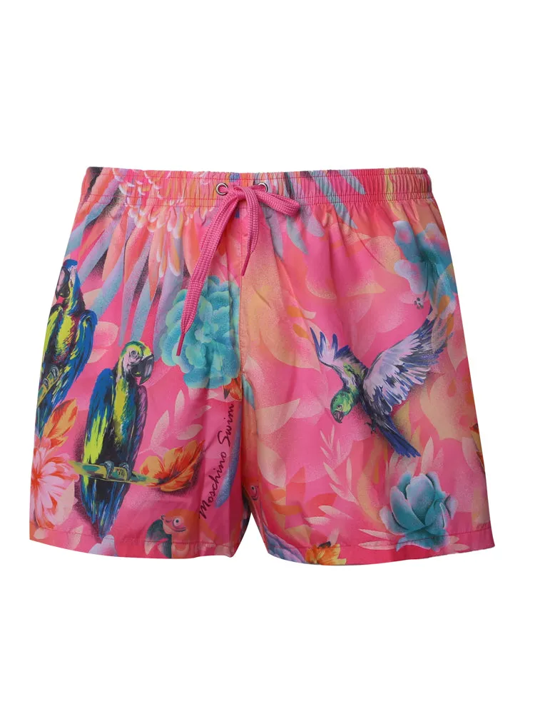 Moschino Printed Drawstring Swim Trunks