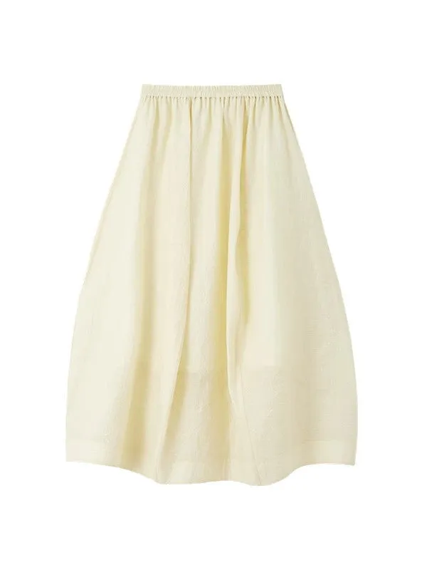 Natural Flare Simple Sheer Thin Long-Skirt