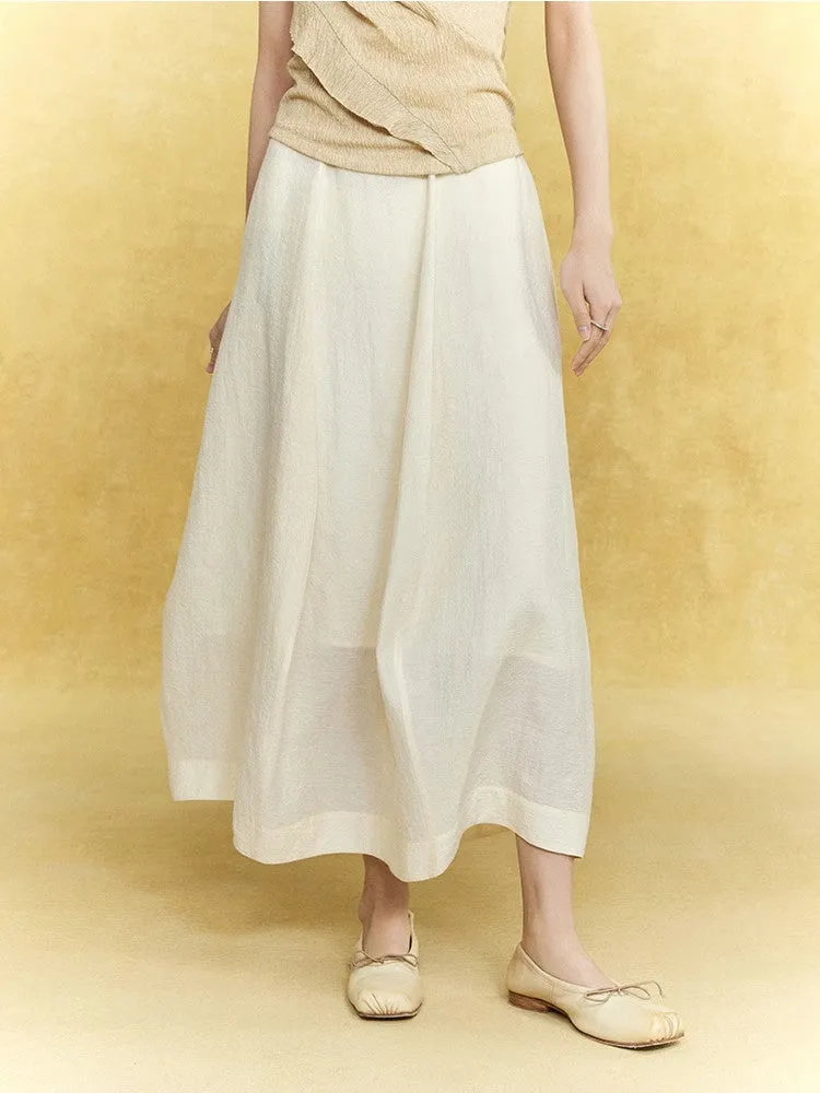 Natural Flare Simple Sheer Thin Long-Skirt