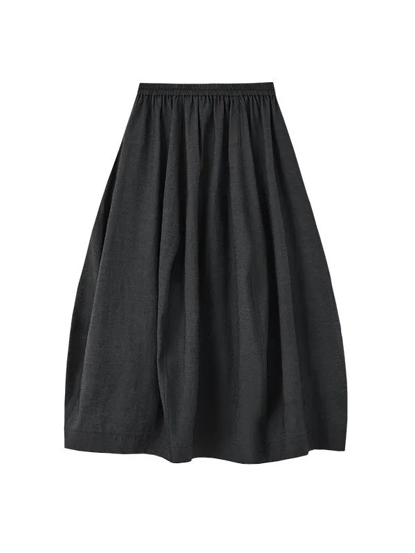 Natural Flare Simple Sheer Thin Long-Skirt