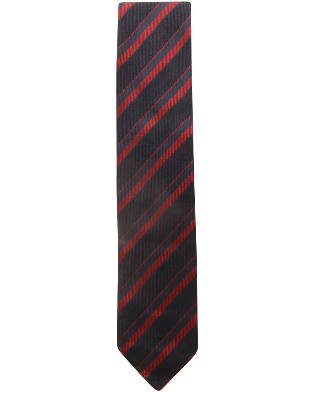 Navy and Red Striped Silk Blend Tie