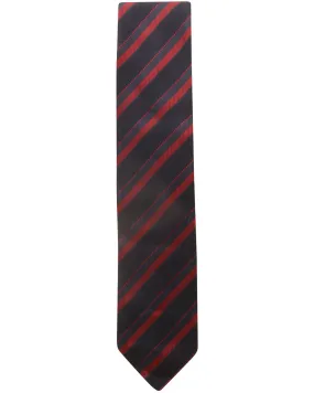 Navy and Red Striped Silk Blend Tie