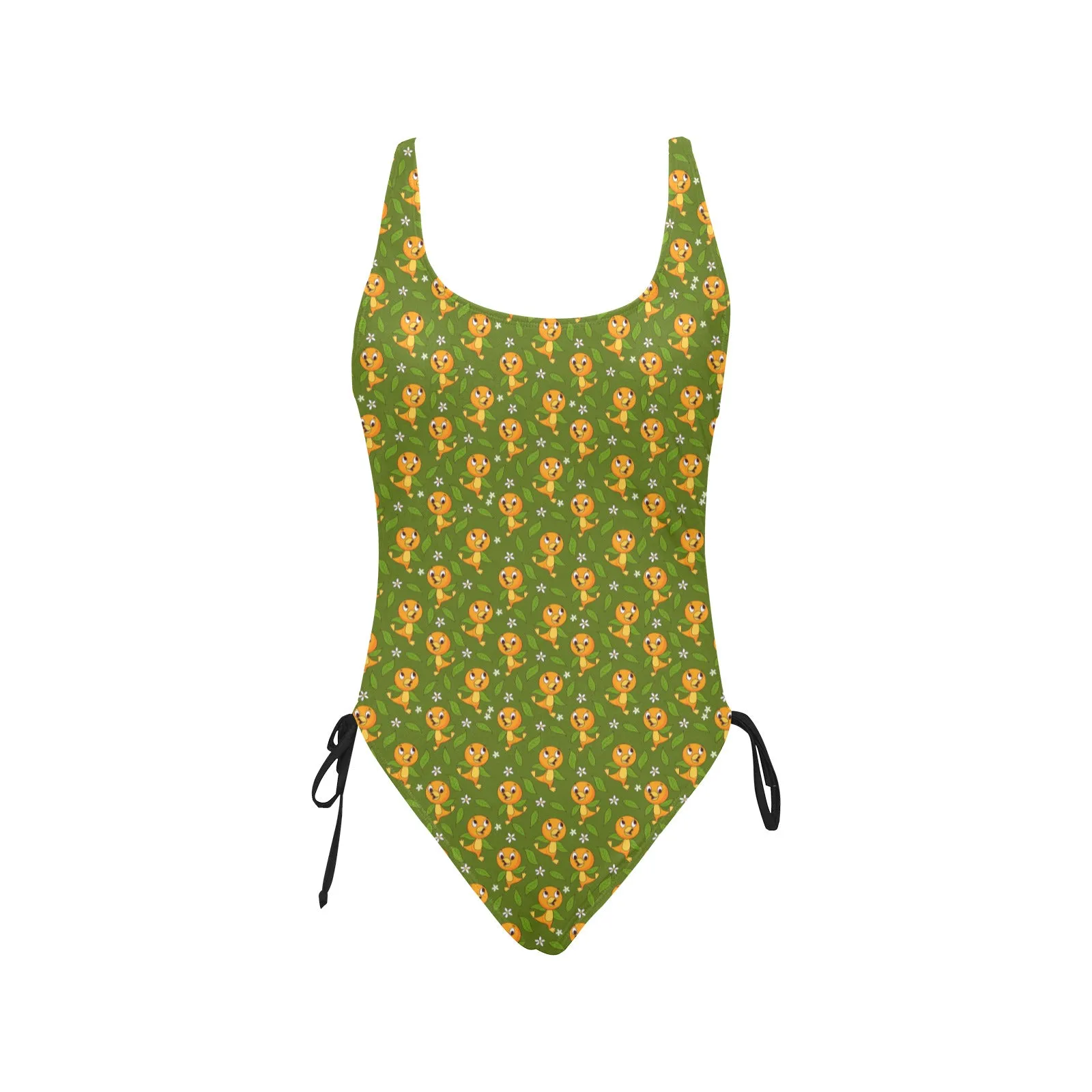 Orange Bird Drawstring Side Women's One-Piece Swimsuit