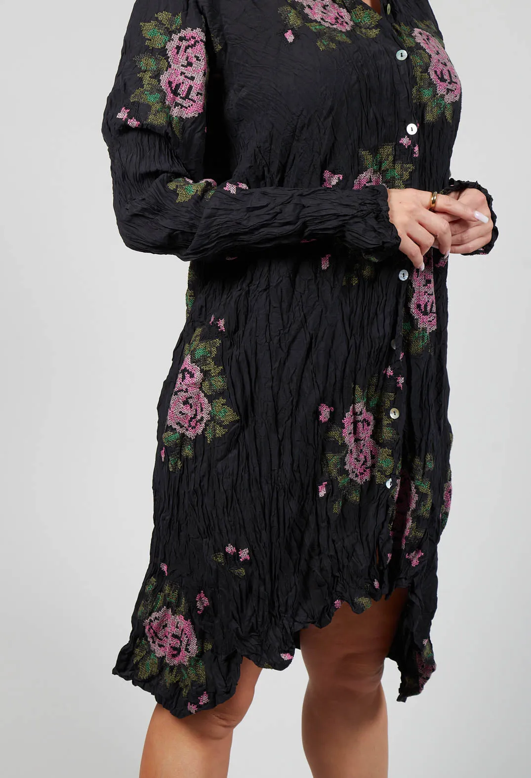 Origihell Crinkled Shirt Dress in Kaviar Black