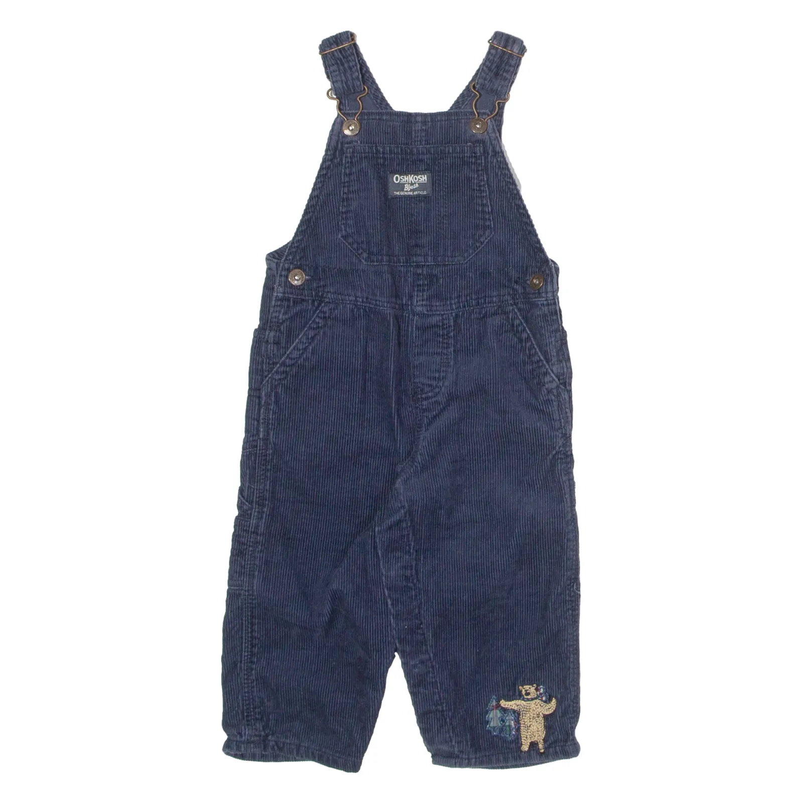 OSH KOSH B'GOSH Bear Embroidery Boys Dungarees Blue Corduroy ONE SIZE W21 L10