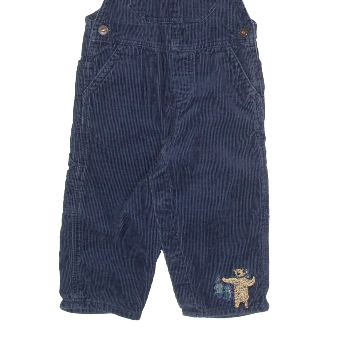 OSH KOSH B'GOSH Bear Embroidery Boys Dungarees Blue Corduroy ONE SIZE W21 L10