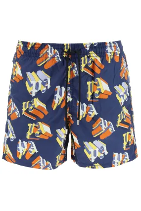 Palm Angels X x Vilebrequin Printed Drawstring Swim Shorts