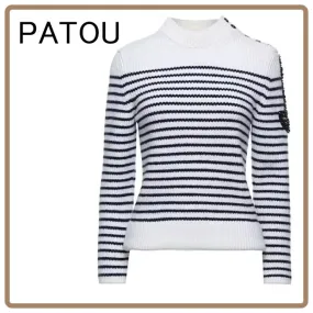 PATOU  |Crew Neck Stripes Casual Style Wool Long Sleeves High-Neck