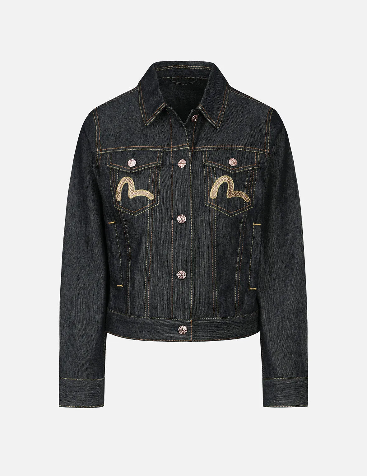 Peacock and Tsubaki Embroidery Denim Jacket