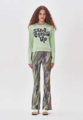 Peggy Marble Print Flares - multi