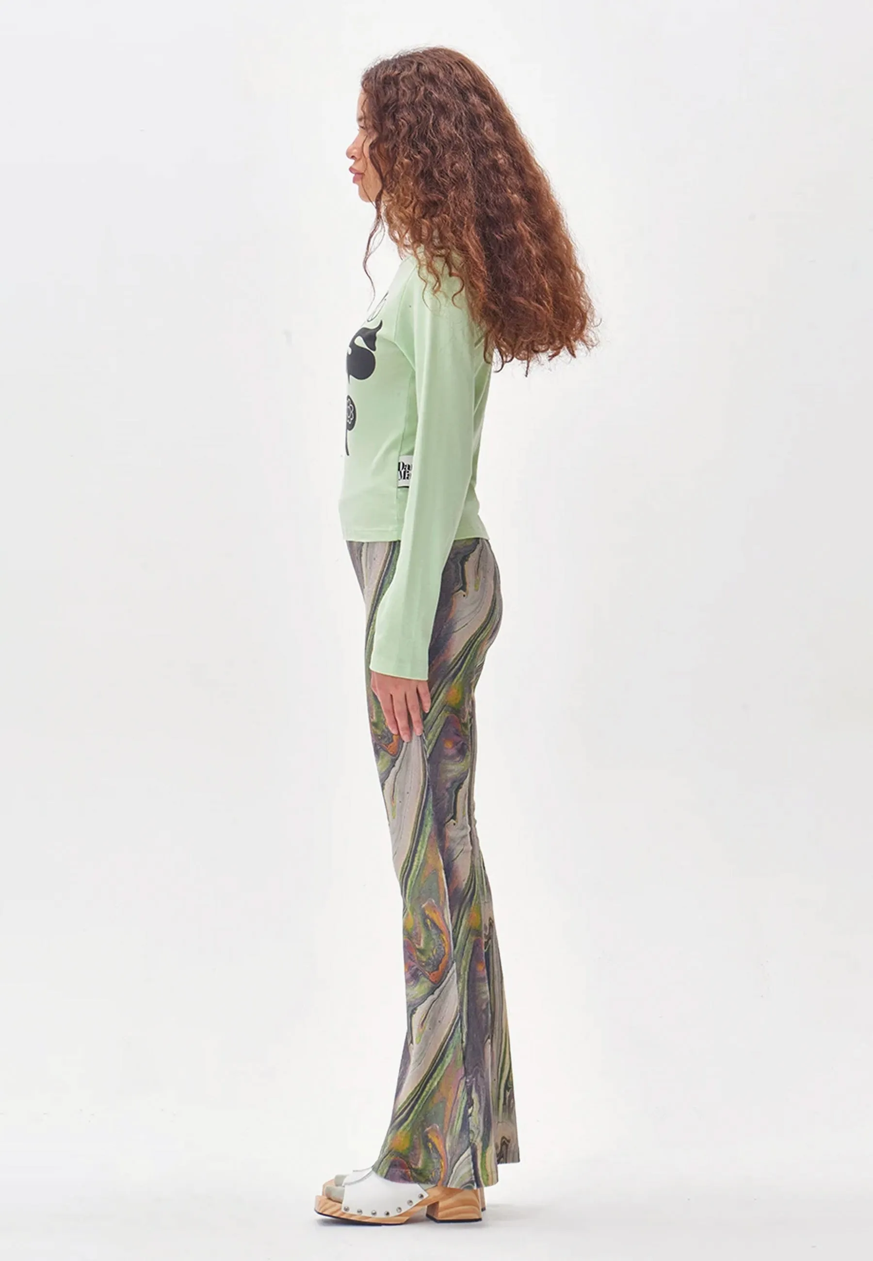 Peggy Marble Print Flares - multi