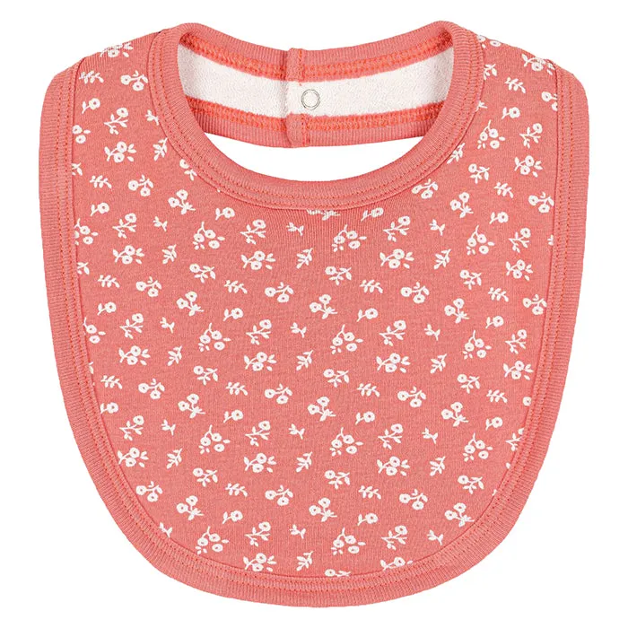 Petit Bateau Baby Bib Papaya Pink Floral Print