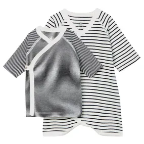 Petit Bateau Baby Tapona Set Of Two Kimono Tops Navy Blue Stripes