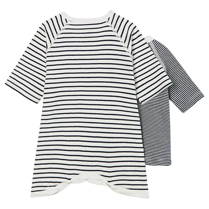 Petit Bateau Baby Tapona Set Of Two Kimono Tops Navy Blue Stripes