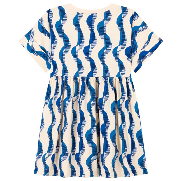 Petit Bateau Child Louma Dress Blue Waves Print