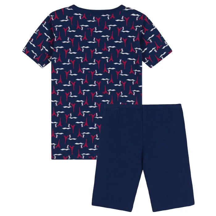 Petit Bateau Child Pyjamas Navy Blue With Paris Print