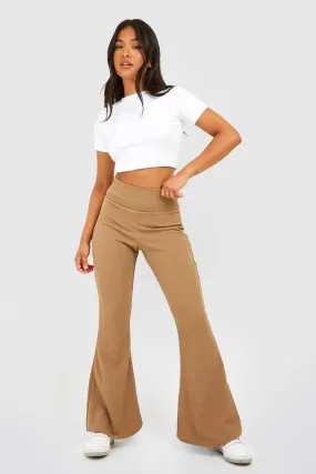 Petite Crinkle Rib Thick Waistband Flares