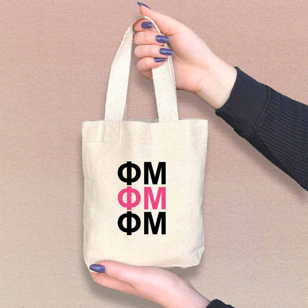 Phi Mu Sorority Greek Letters Mini Tote Gift Bag