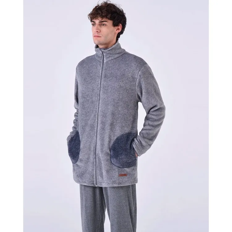 Pigiamiamoci 2845V Giacca da Camera Uomo Coral Fleece Rock