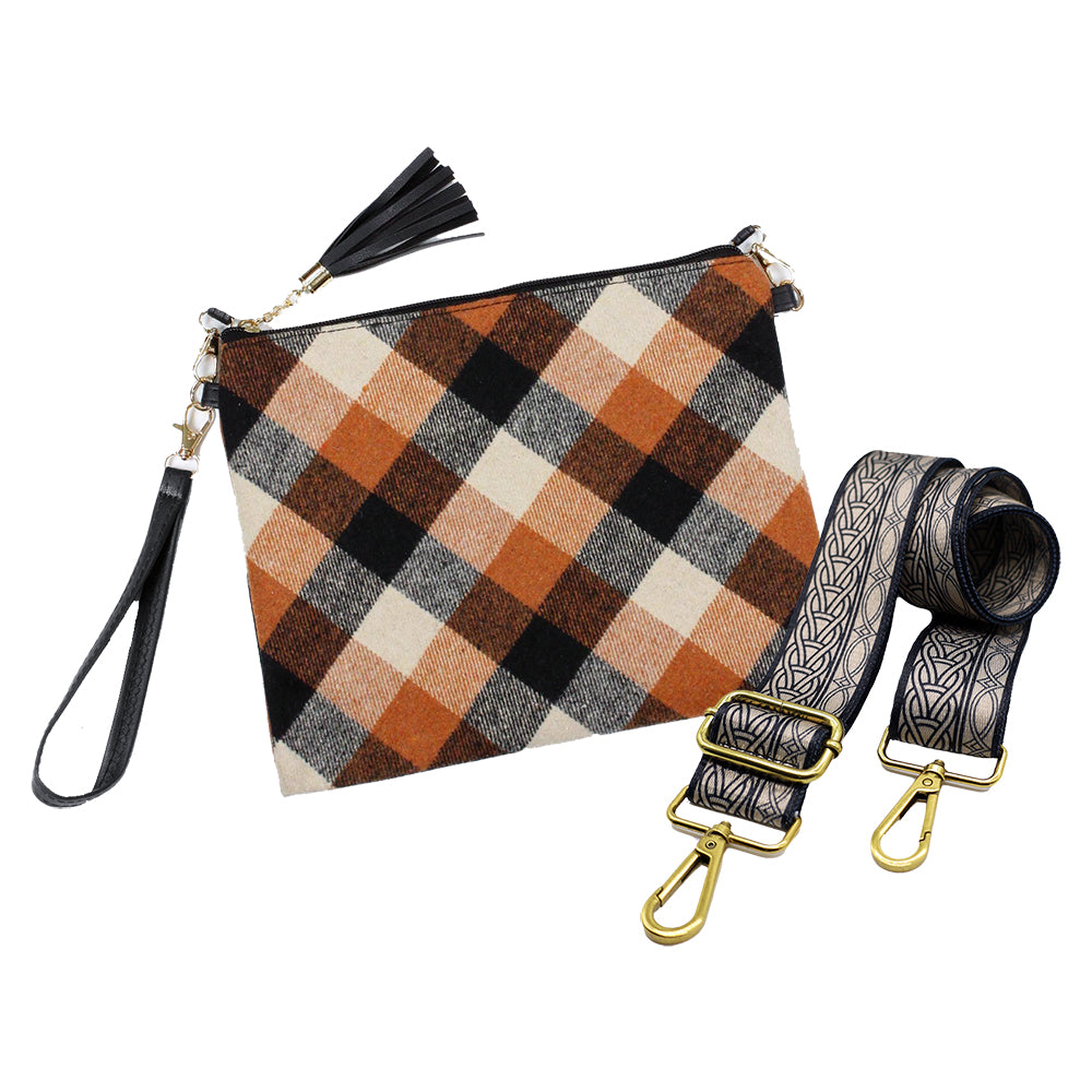 Plaid Crossbody with Strap 100% Polyester