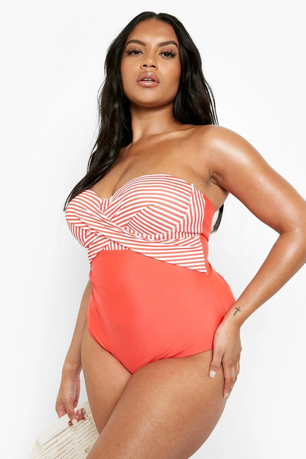 Plus Nautical Stripe Control Swimsuit