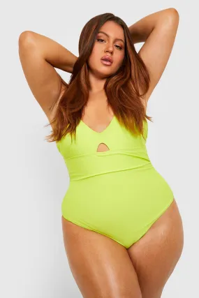 Plus Neon Control Keyhole Swimsuit