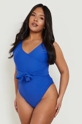 Plus Wrap Belted Control Swimsuit