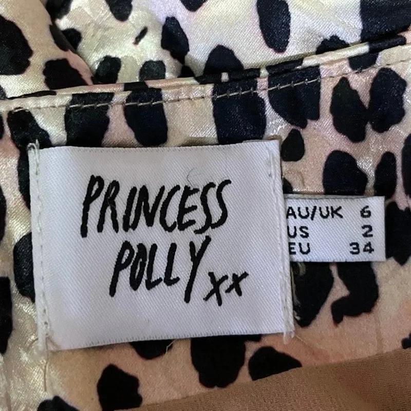 Princess Polly Satin Multicolor Leopard Print Zipper A-Line Flare Mini Skirt 2