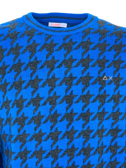 PULLOVER UOMO IN FANTASIA MARRONE/BLU MISTO LANA