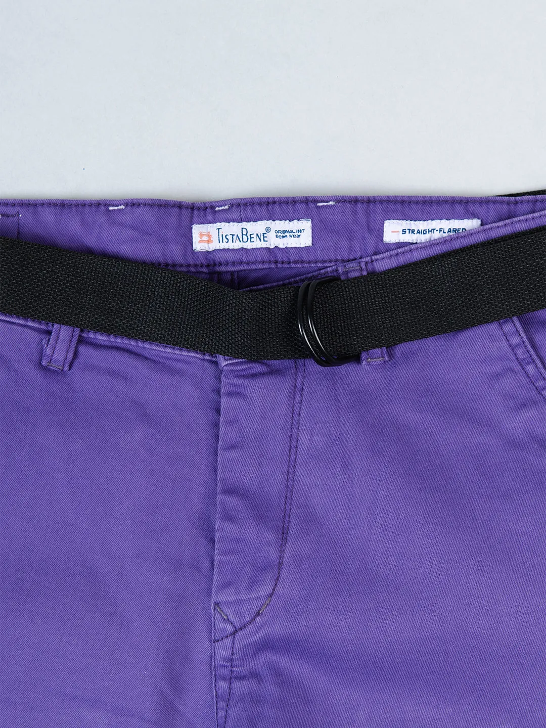 Purple Flared Straight Fit Cargo Pants