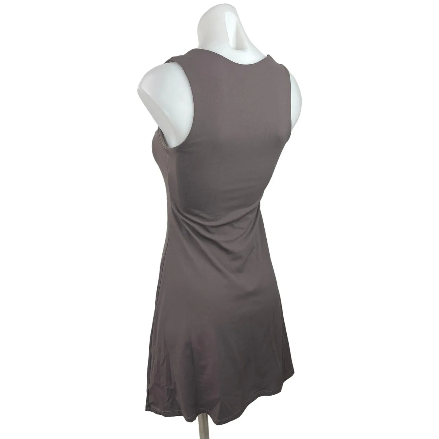 Qinsen Women's Gray Sleeveless Stretch Square Neck A Line Flare Mini Dress Sz 6