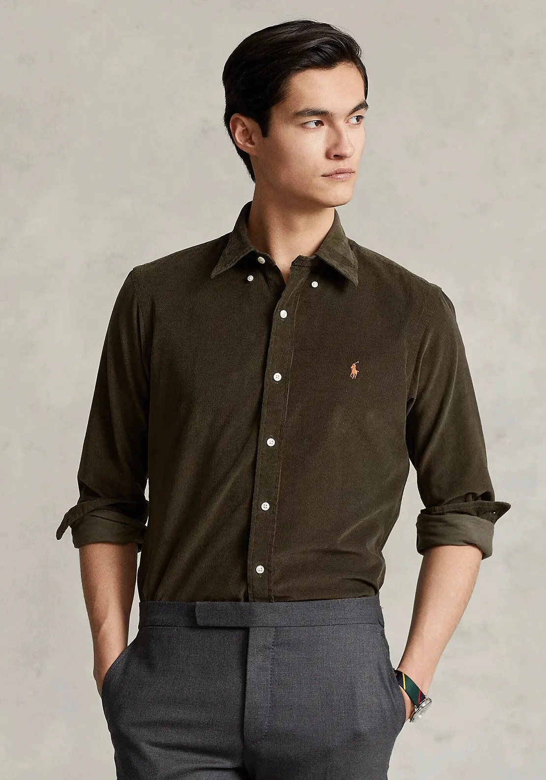 Ralph Lauren Fine Corduroy Shirt, Canopy Olive