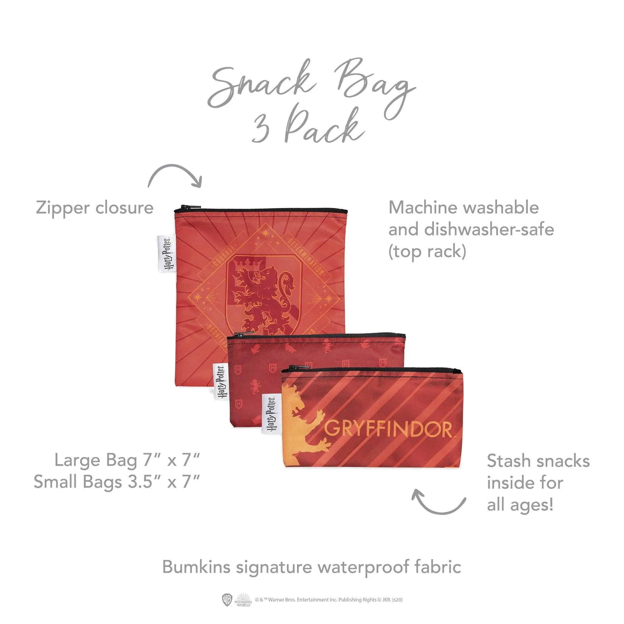 Reusable Snack Bag, 3-Pack: Gryffindor