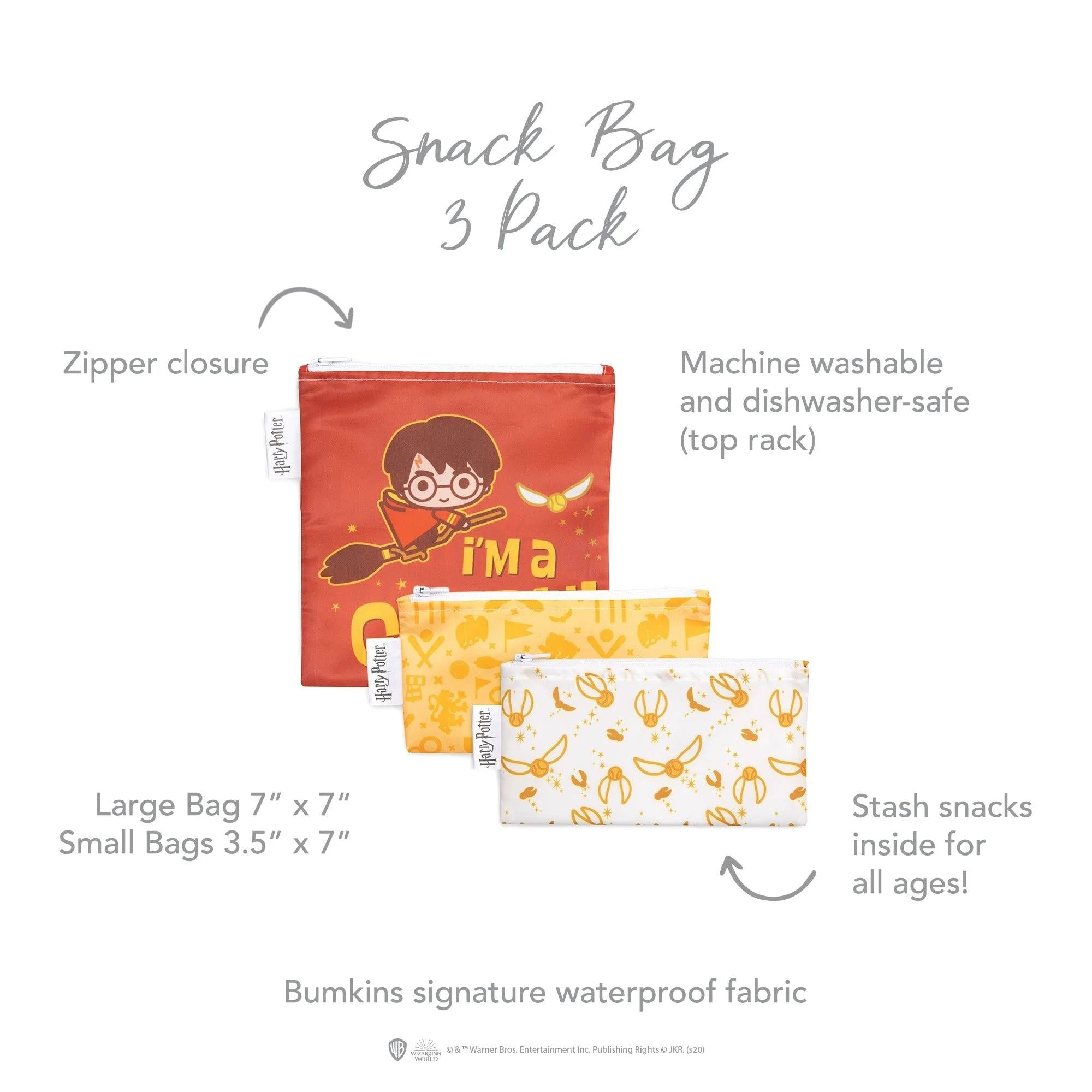 Reusable Snack Bag, 3-Pack: Quidditch