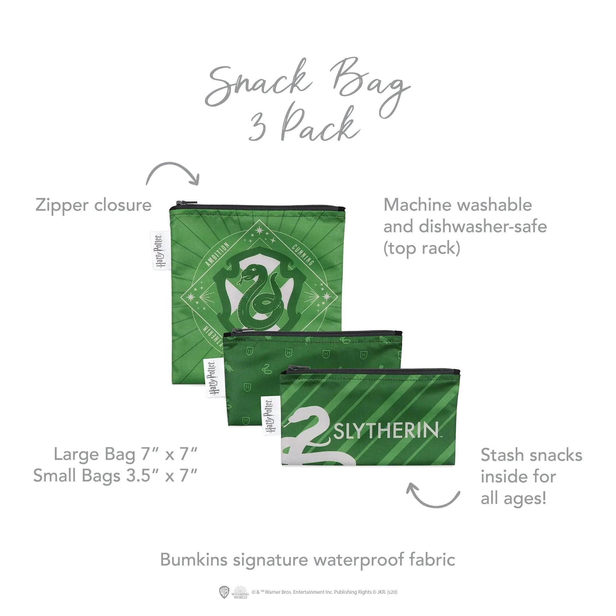 Reusable Snack Bag, 3-Pack: Slytherin