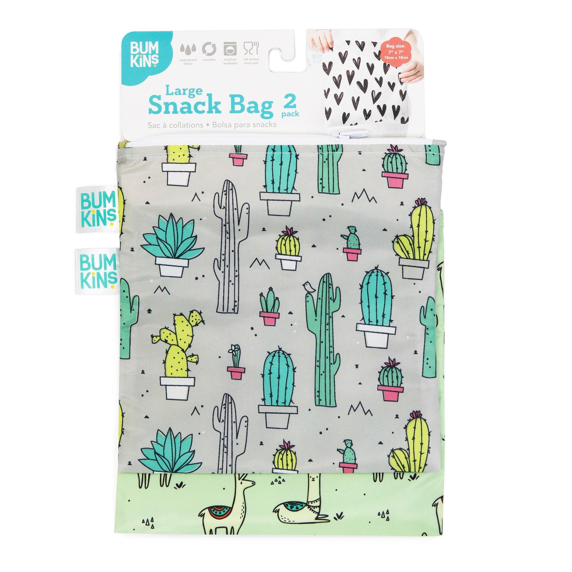 Reusable Snack Bag, Large 2-Pack: Cacti & Llama