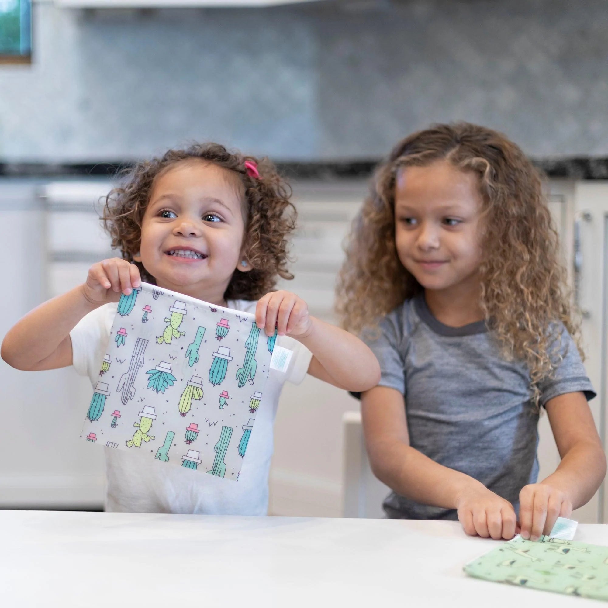 Reusable Snack Bag, Large 2-Pack: Cacti & Llama