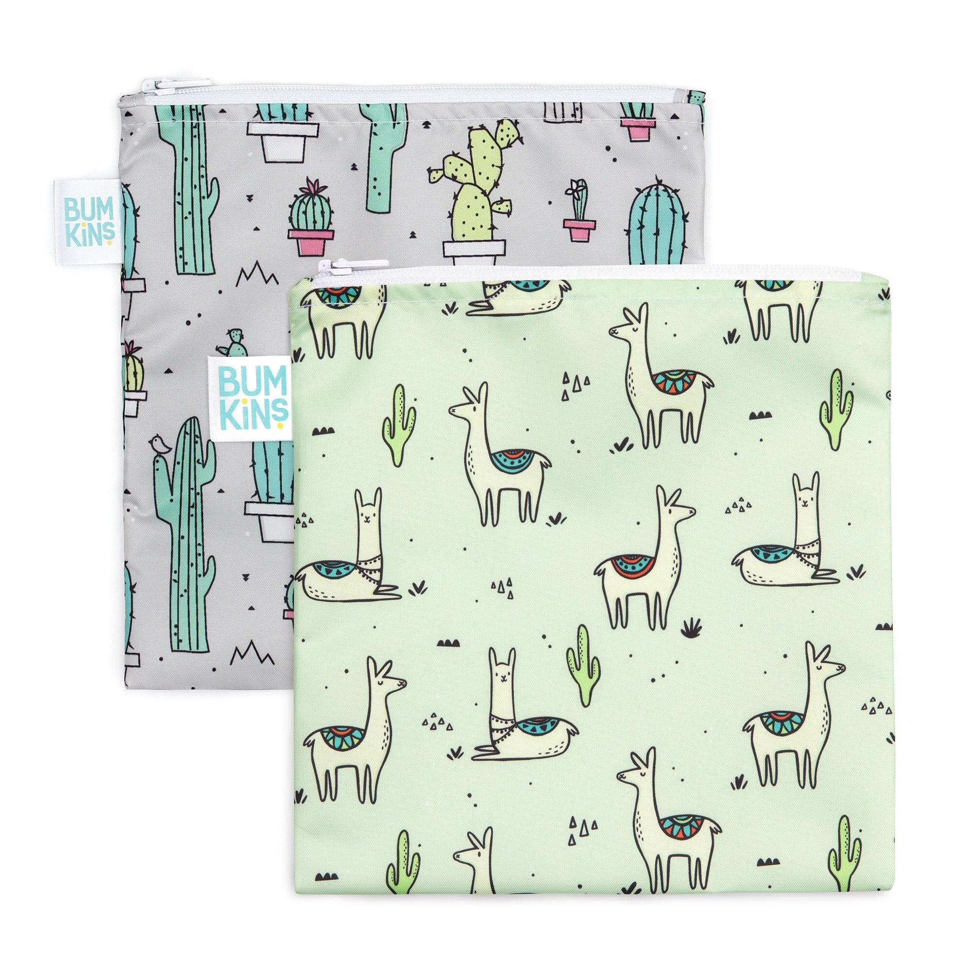 Reusable Snack Bag, Large 2-Pack: Cacti & Llama