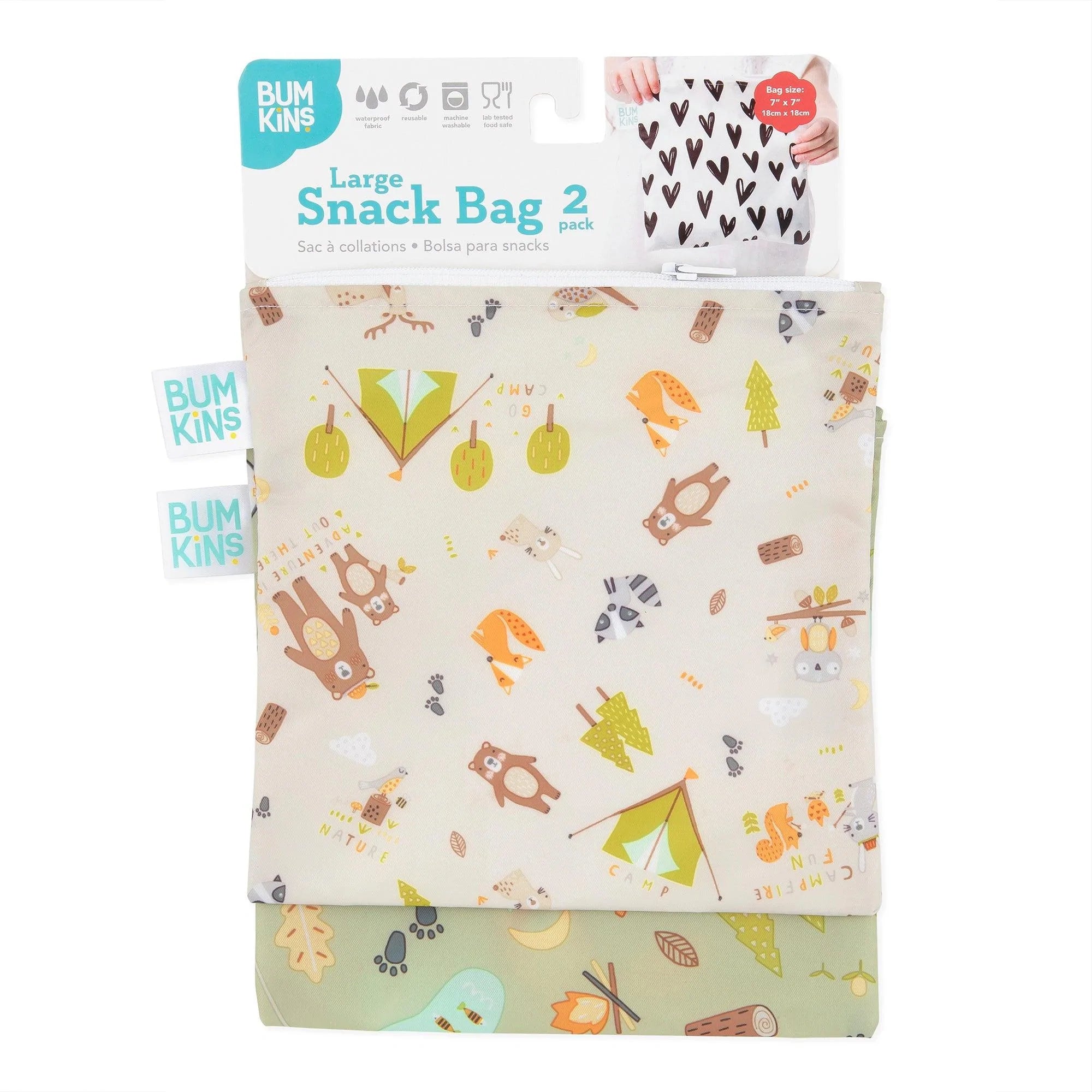 Reusable Snack Bag, Large 2-Pack: Camp Friends & Camp Gear