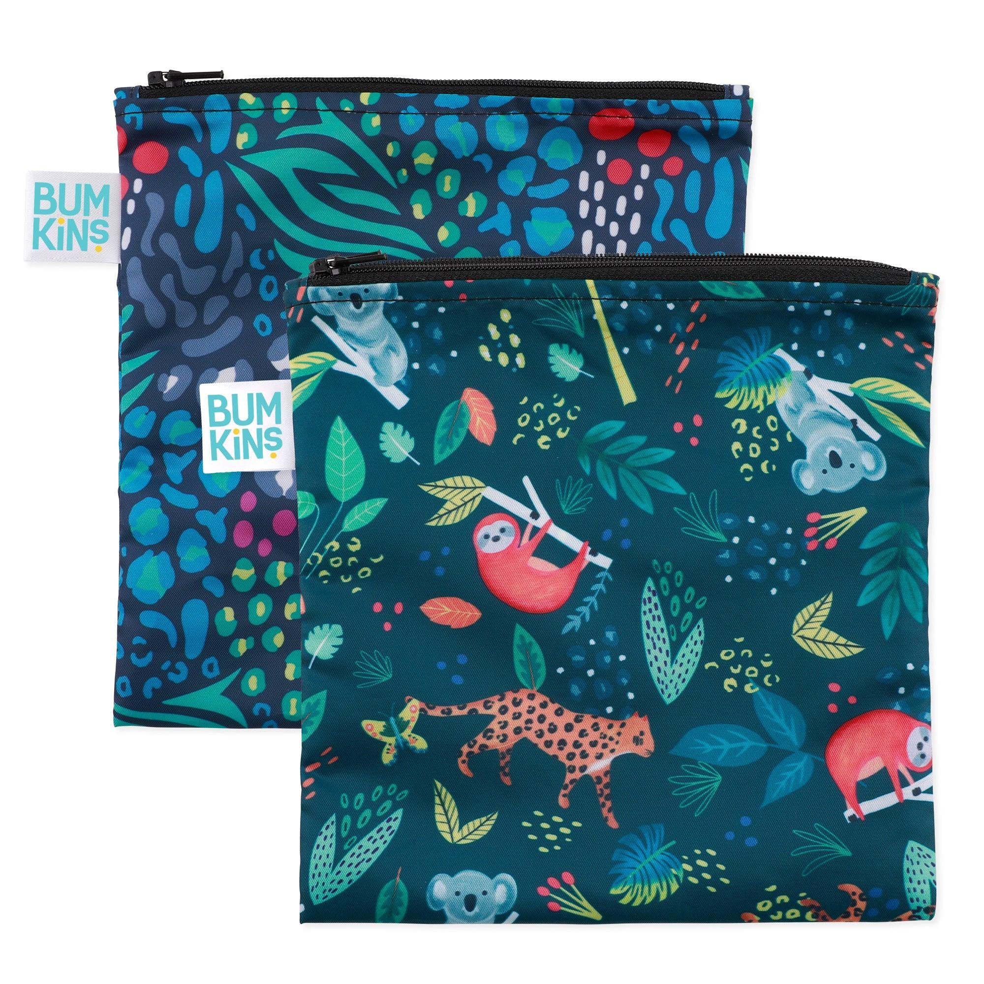 Reusable Snack Bag, Large 2-Pack: Jungle & Animal Prints