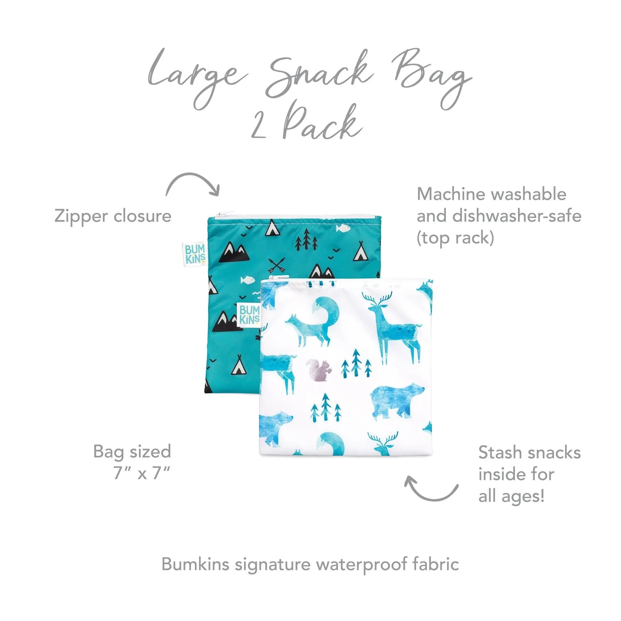 Reusable Snack Bag, Large 2-Pack: Outdoors & Wildlife